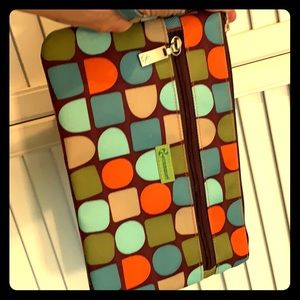 Casauri Triple-Zip Pouch Wristlet in Blocks